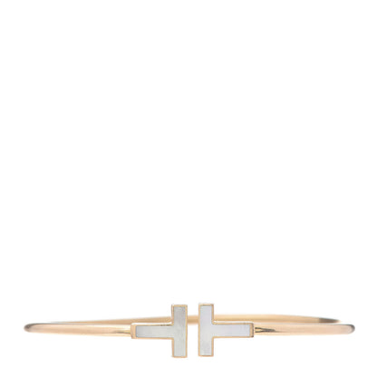 Tiffany 18K Rose Gold Mother of Pearl T Wire Bracelet 1 of 5