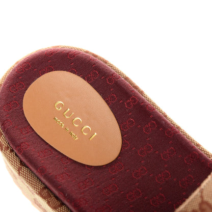 Gucci Canvas GG Monogram Angelina Platform Slide Sandals 38 Beige Ruggine 8 of 10