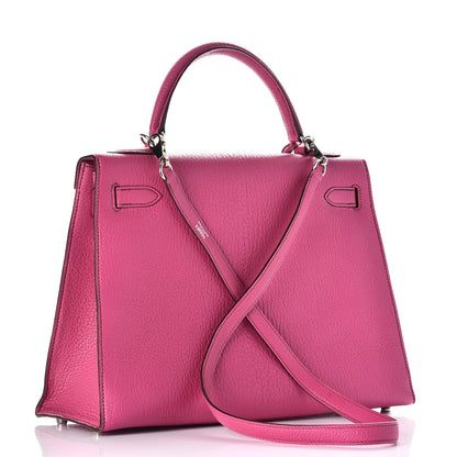 Hermes Chevre De Coromandel Kelly Sellier 32 Fuchsia 4 of 12