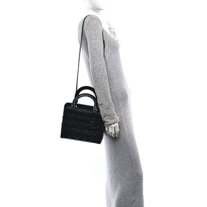 Christian Dior Calfskin Cannage Diamond Cannage Medium Lady Dior Black 2 of 10