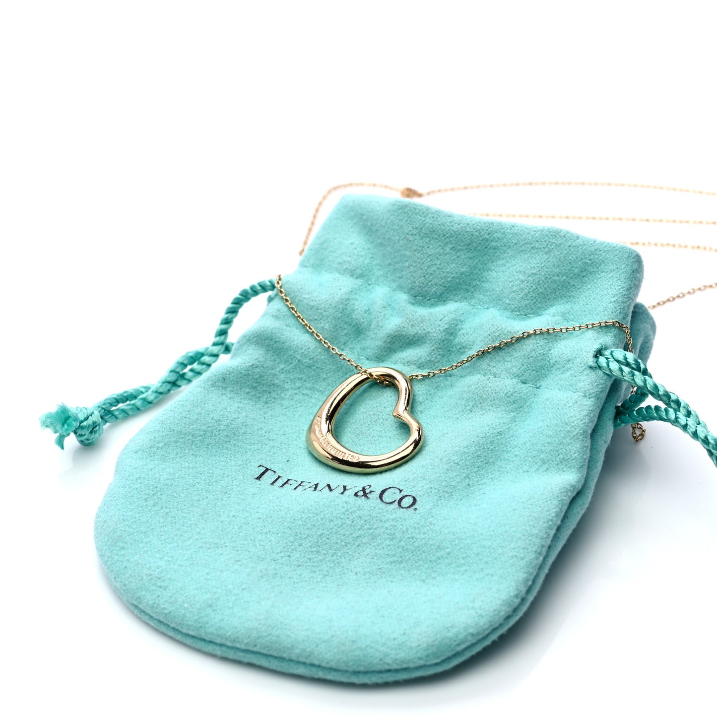 18K Yellow Gold 22mm Elsa Peretti Open Heart Pendant Necklace