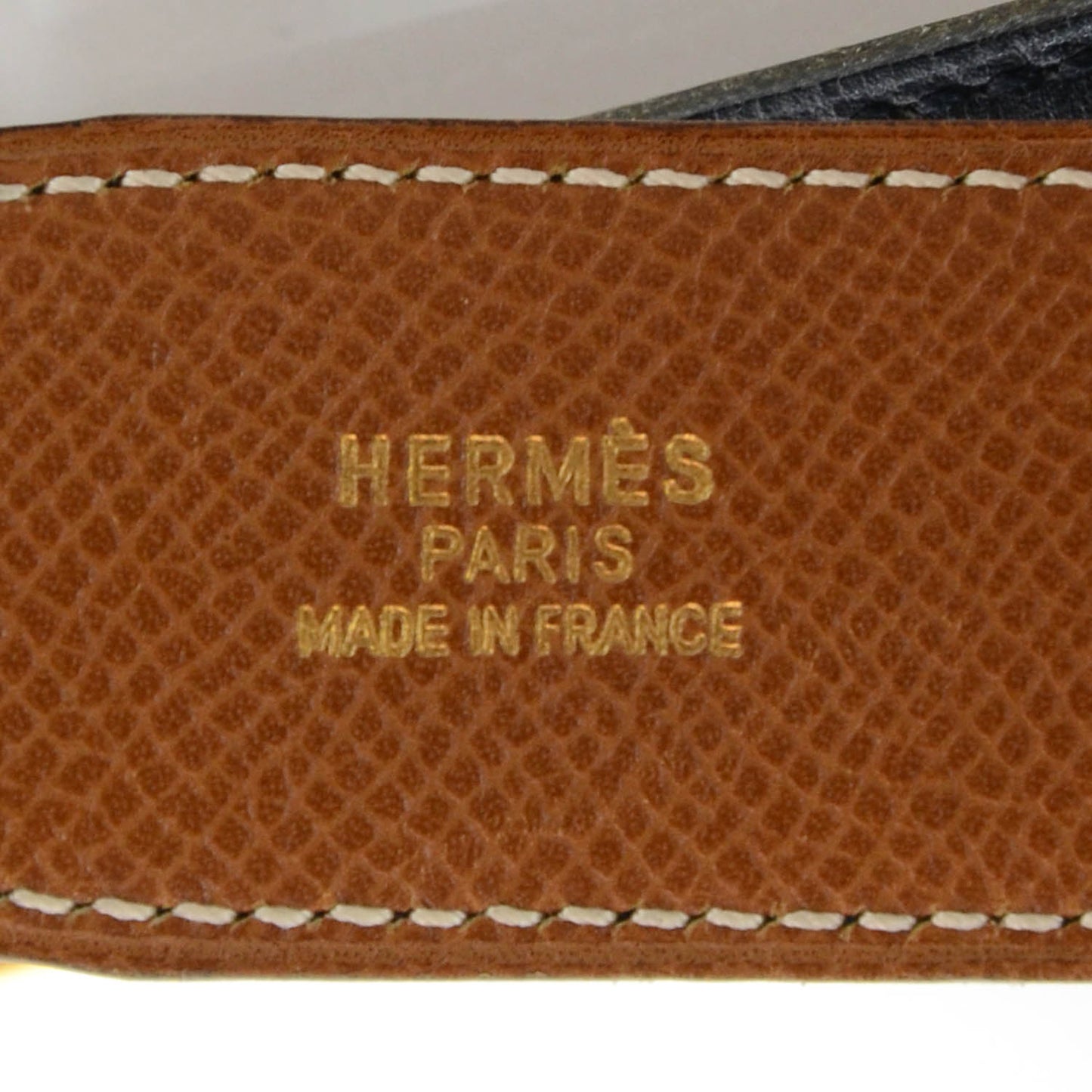 Box Courchevel Reversible Belt Strap Black Gold 65