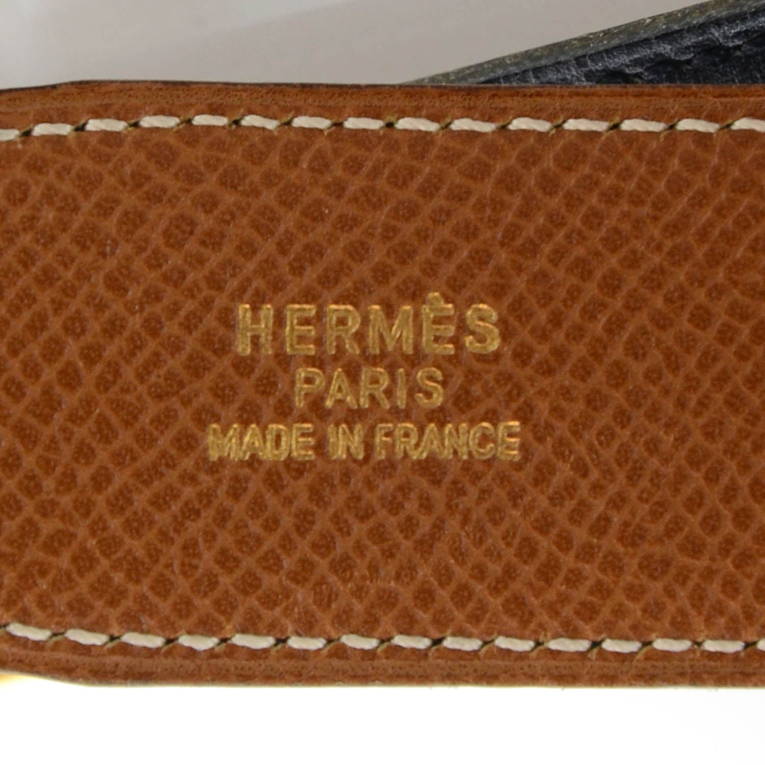 Hermes Box Courchevel Reversible Belt Strap Black Gold 65 4 of 6