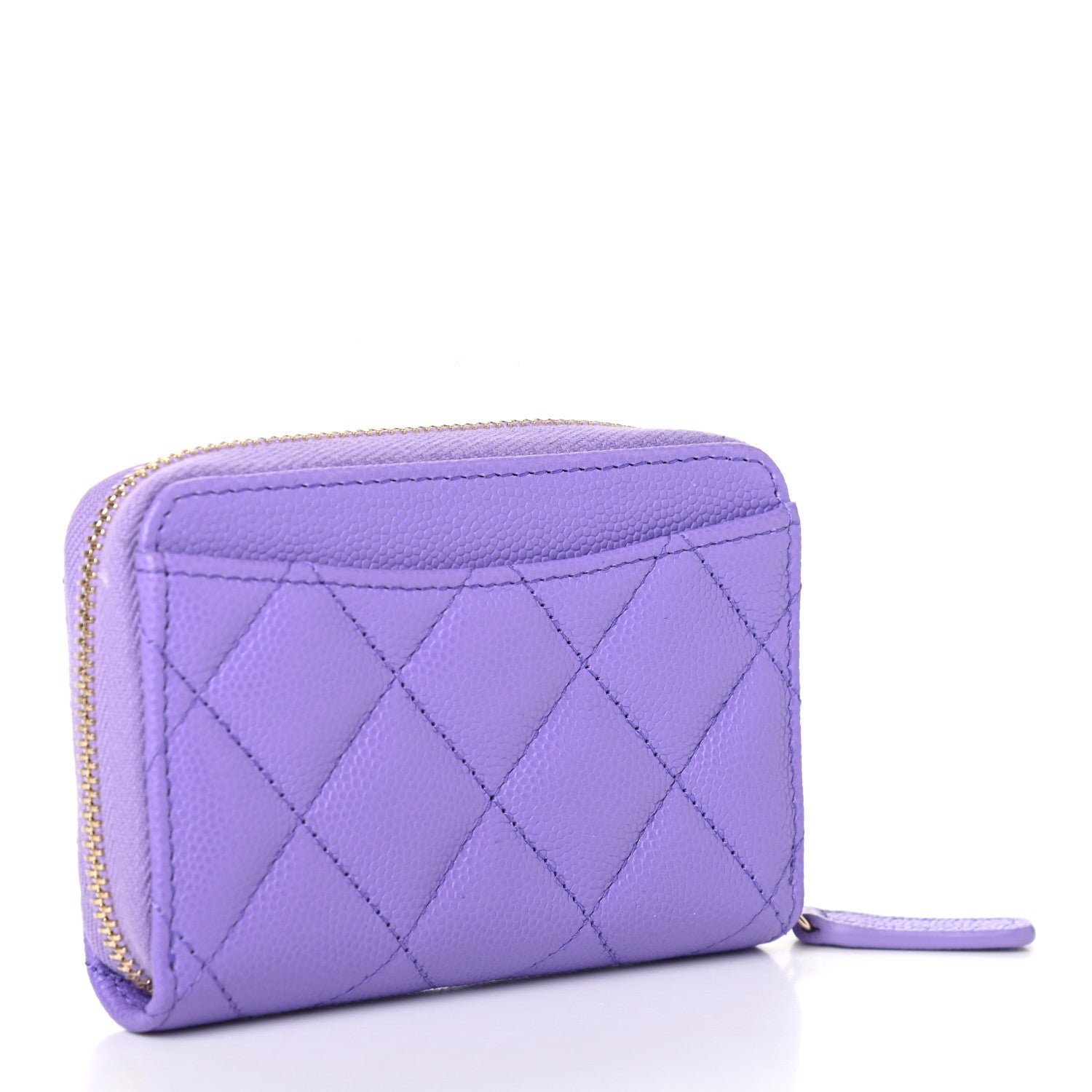 Chanel Caviar Quilted Zip Around Coin Purse Wallet Purple 3 of 7