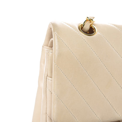 Chanel Lambskin Chevron Quilted Medium Double Flap Beige 11 of 24