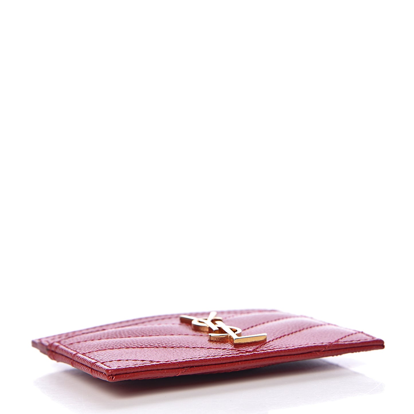 Grain De Poudre Matelasse Chevron Monogram Credit Card Case New Red
