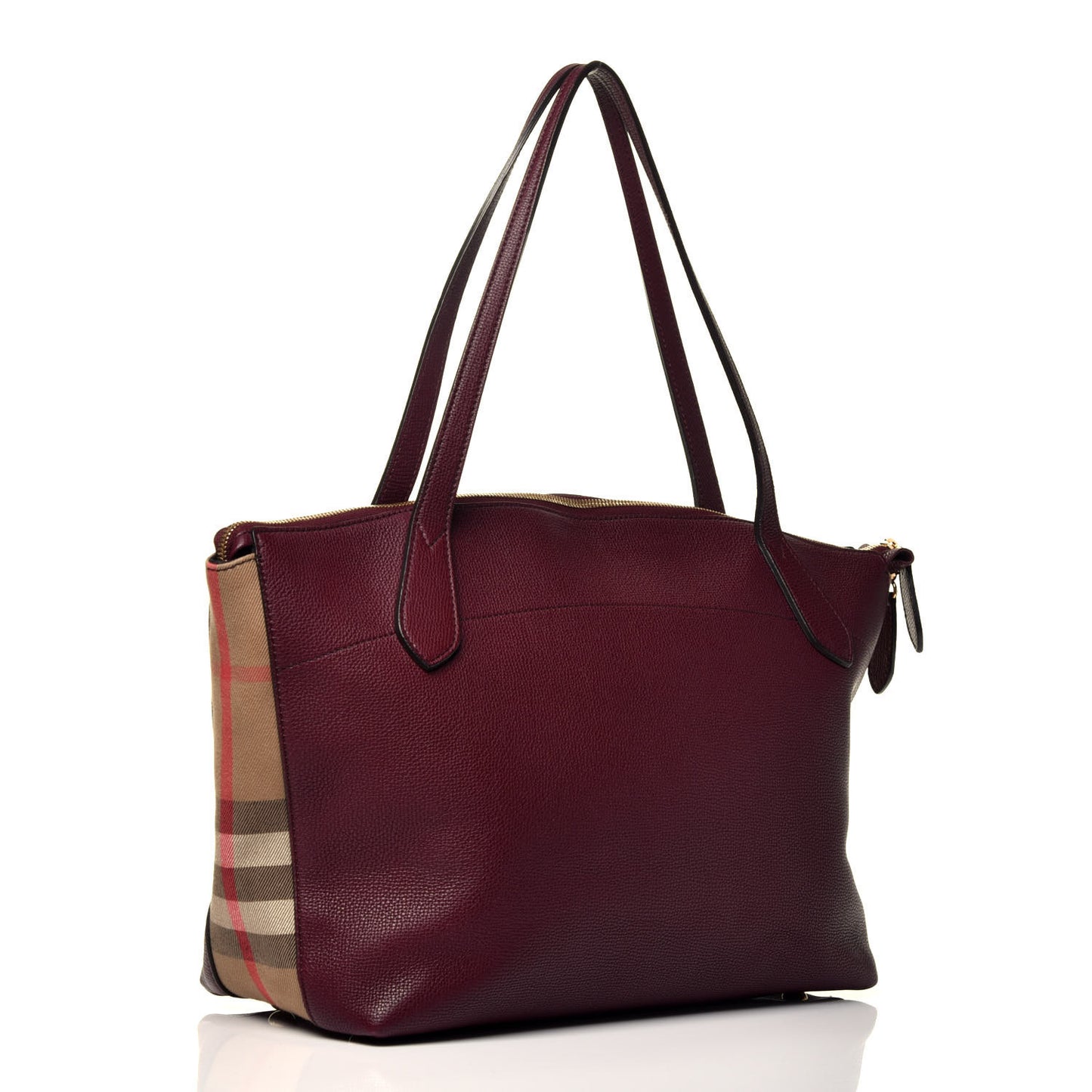 Derby Calfskin House Check Medium Welburn Tote Mahogany Red
