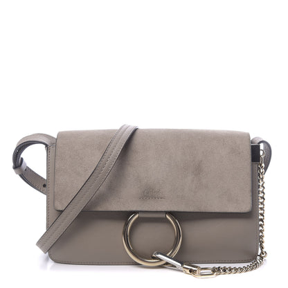 Chloe Suede Calfskin Small Faye Shoulder Bag Motty Grey 1 of 10