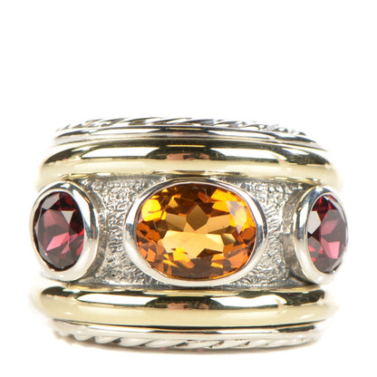 David Yurman Sterling Silver 14K Yellow Gold Citrine Rhodalite Garnet 15mm Renaissance Ring 52 6 1 of 5