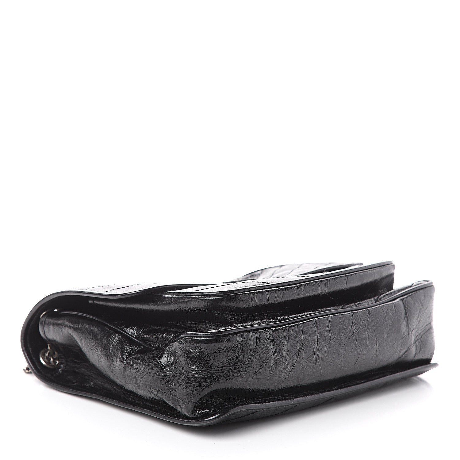 Saint Laurent Crinkled Calfskin Matelasse Monogram Large Niki Chain Satchel Black 3 of 9