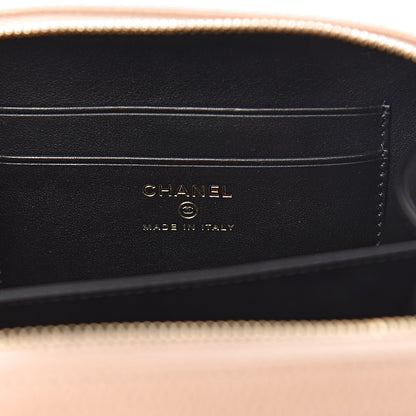 Chanel Caviar Quilted CC Filigree Vanity Clutch With Chain Beige Black 6 of 11