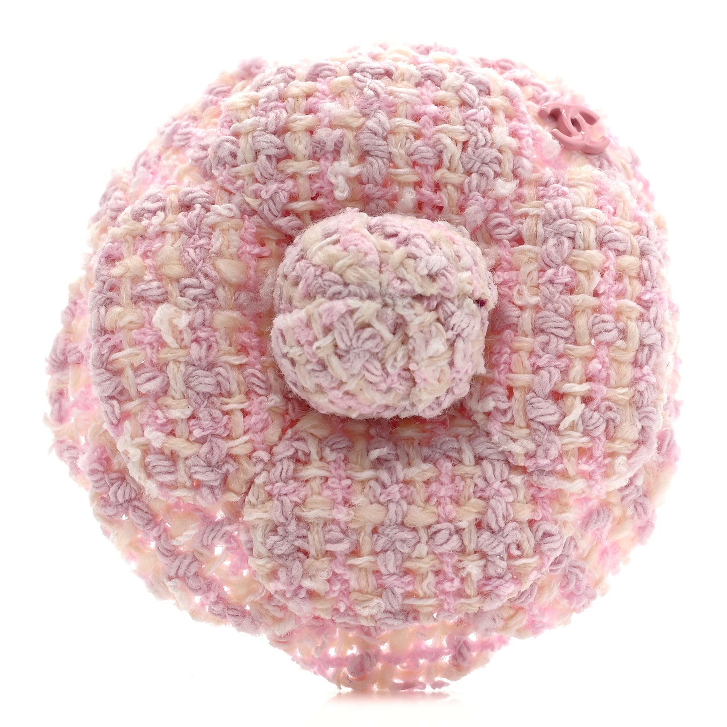 Tweed Camellia Brooch Pink White