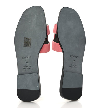 Hermes Suede Goatskin Oran Sandals 37 Rose Du Desert 5 of 9