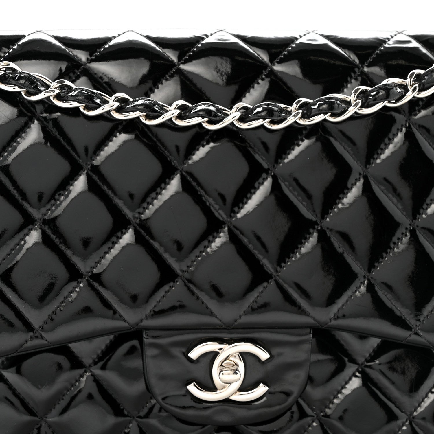 Chanel Patent Quilted Jumbo Double Flap Black 8 of 18