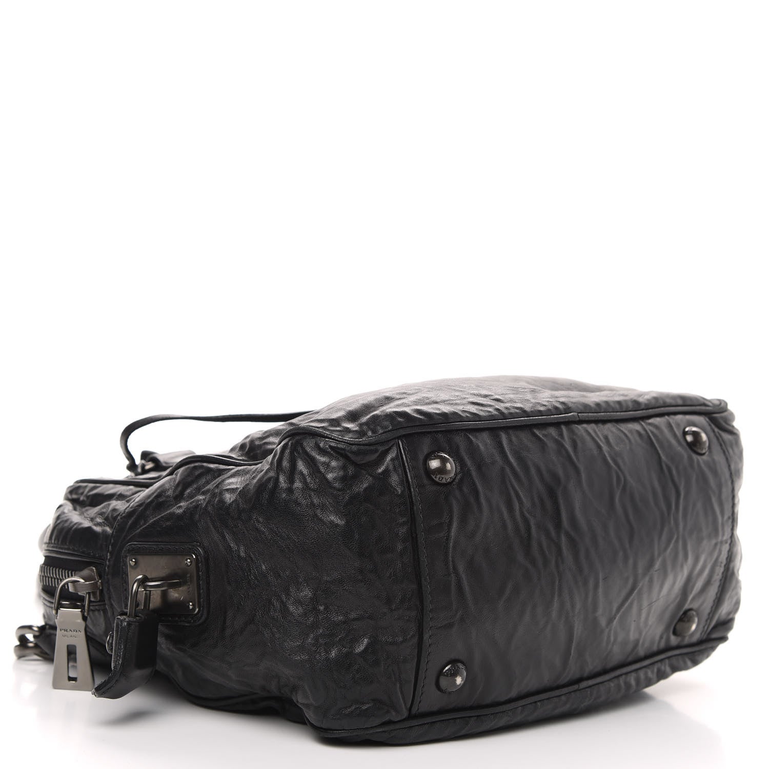 Prada Nappa Antique Shoulder Bag Black 4 of 12