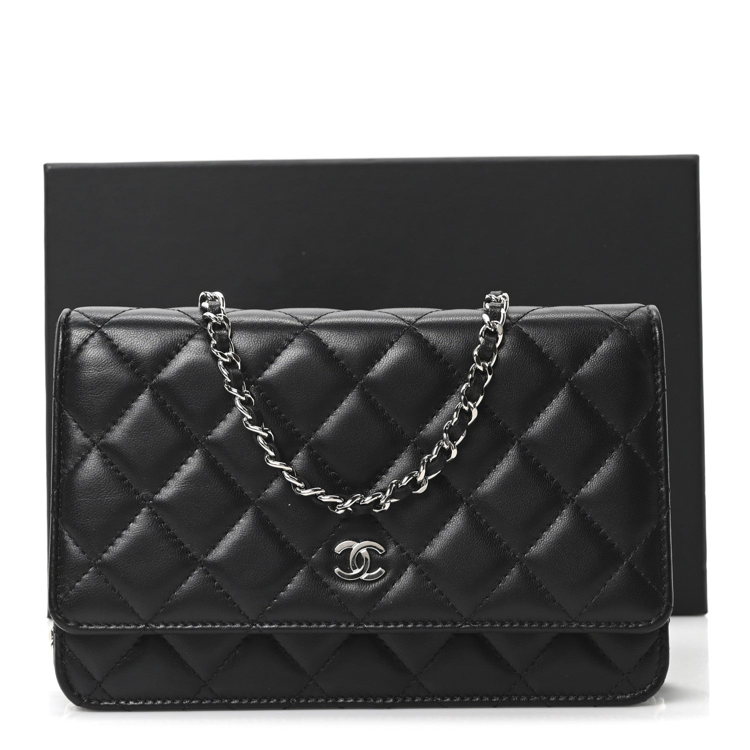 Chanel Lambskin Quilted Wallet On Chain WOC Black 11 of 11