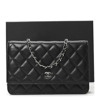 Chanel Lambskin Quilted Wallet On Chain WOC Black 11 of 11