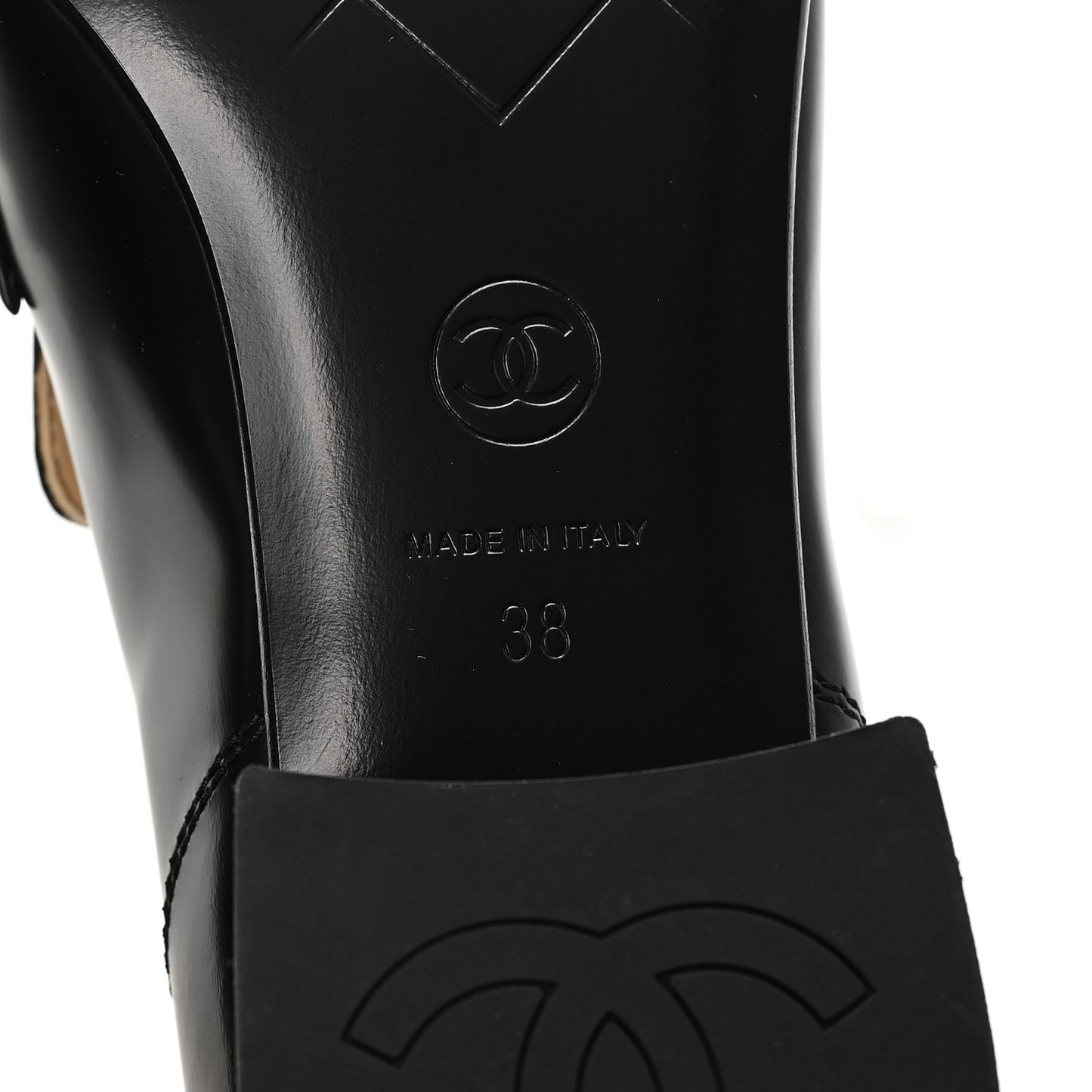 Shiny Calfskin Logo Loafers 38 Black