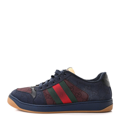 Gucci New Canvas GG Web Mens Screener Sneakers 8 Burgundy Navy 1 of 11