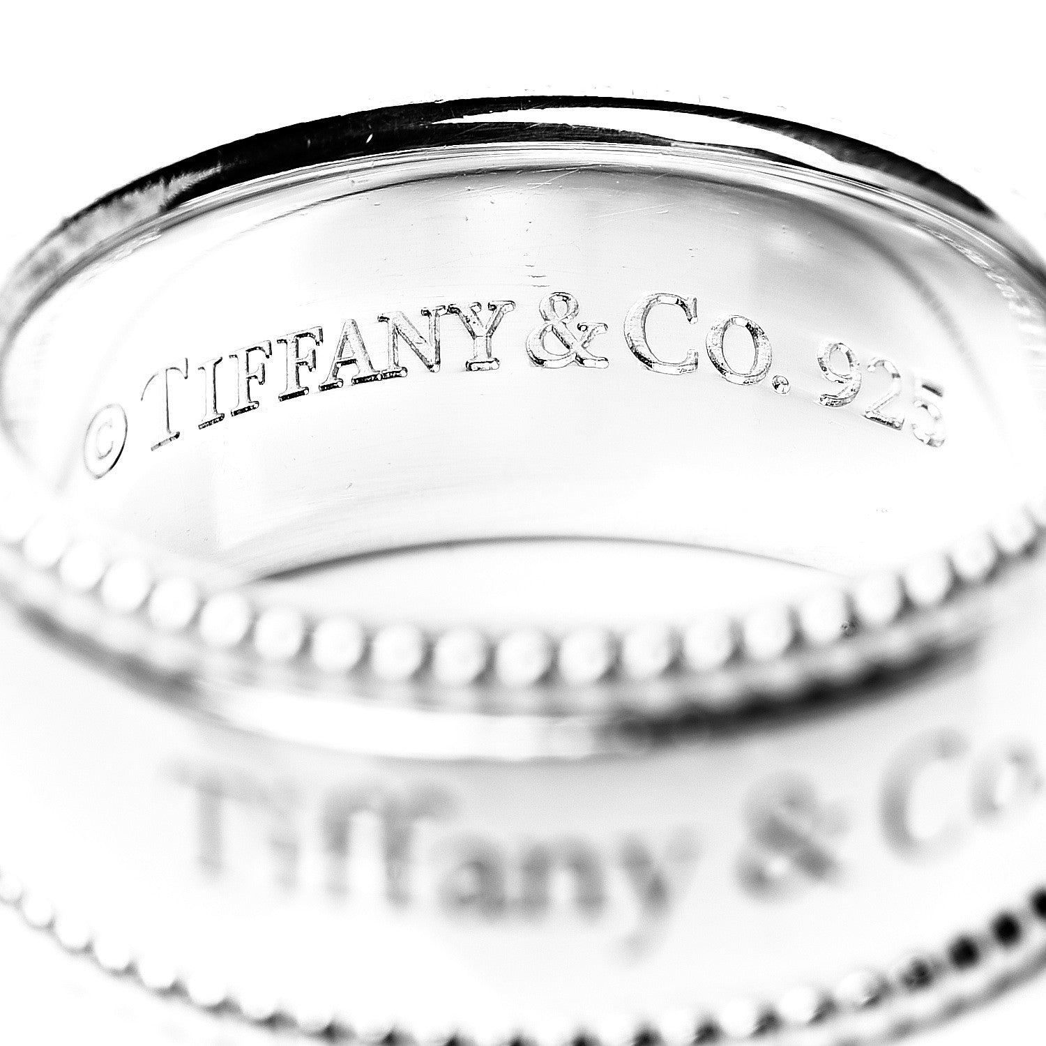 Tiffany Sterling Silver Milgrain I Love You Band Ring 52 6 4 of 6