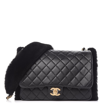Chanel Lambskin Shearling CC Muff Flap Bag Black 1 of 9