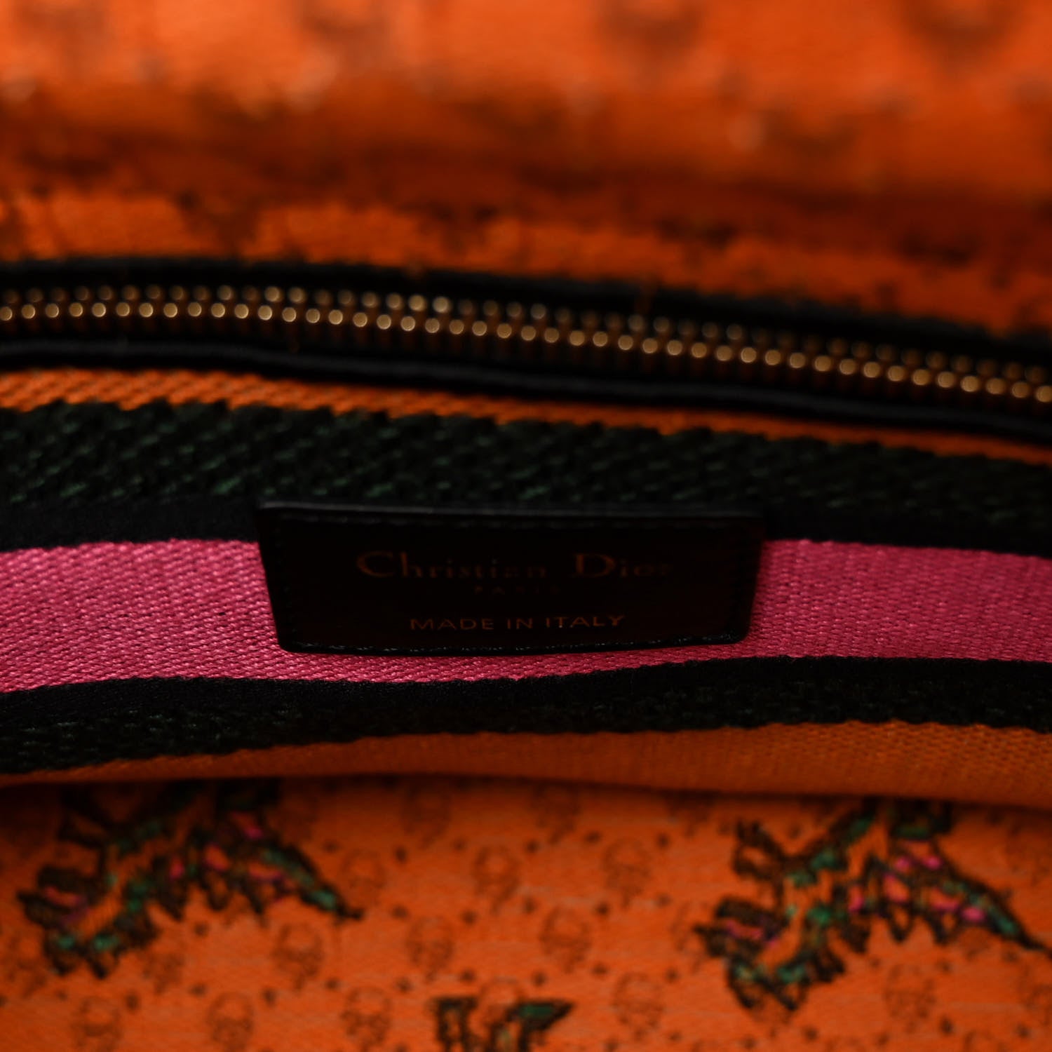 Christian Dior Canvas Embroidered Dino Medium Lady D-Lite Orange Multicolor 6 of 9
