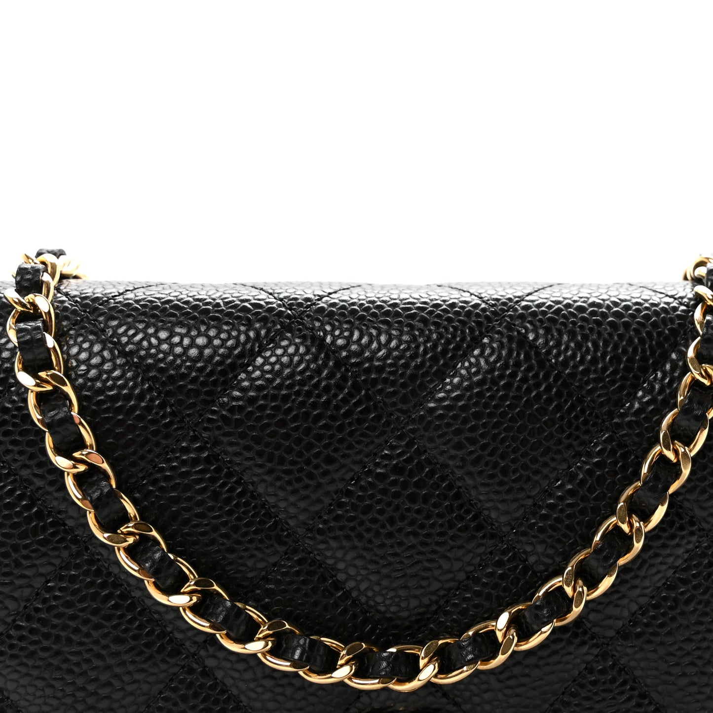 Caviar Quilted CC Turnlock Wallet On Chain WOC Black