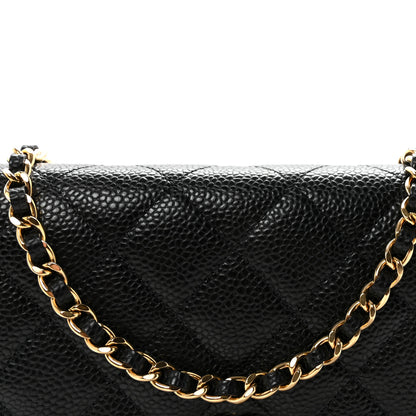 Chanel Caviar Quilted CC Turnlock Wallet On Chain WOC Black 9 of 12