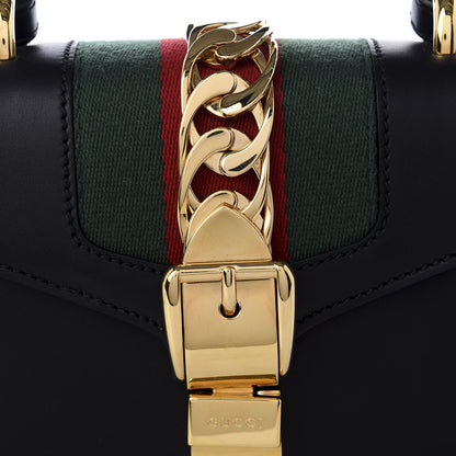 Gucci Calfskin Mini Sylvie Top Handle Bag Black 8 of 8