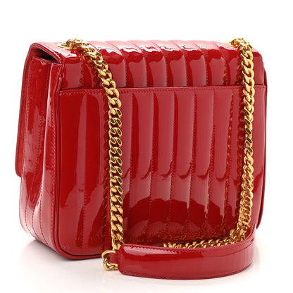 Saint Laurent Patent Matelasse Monogram Large Vicky Chain Bag Rouge Eros 3 of 12