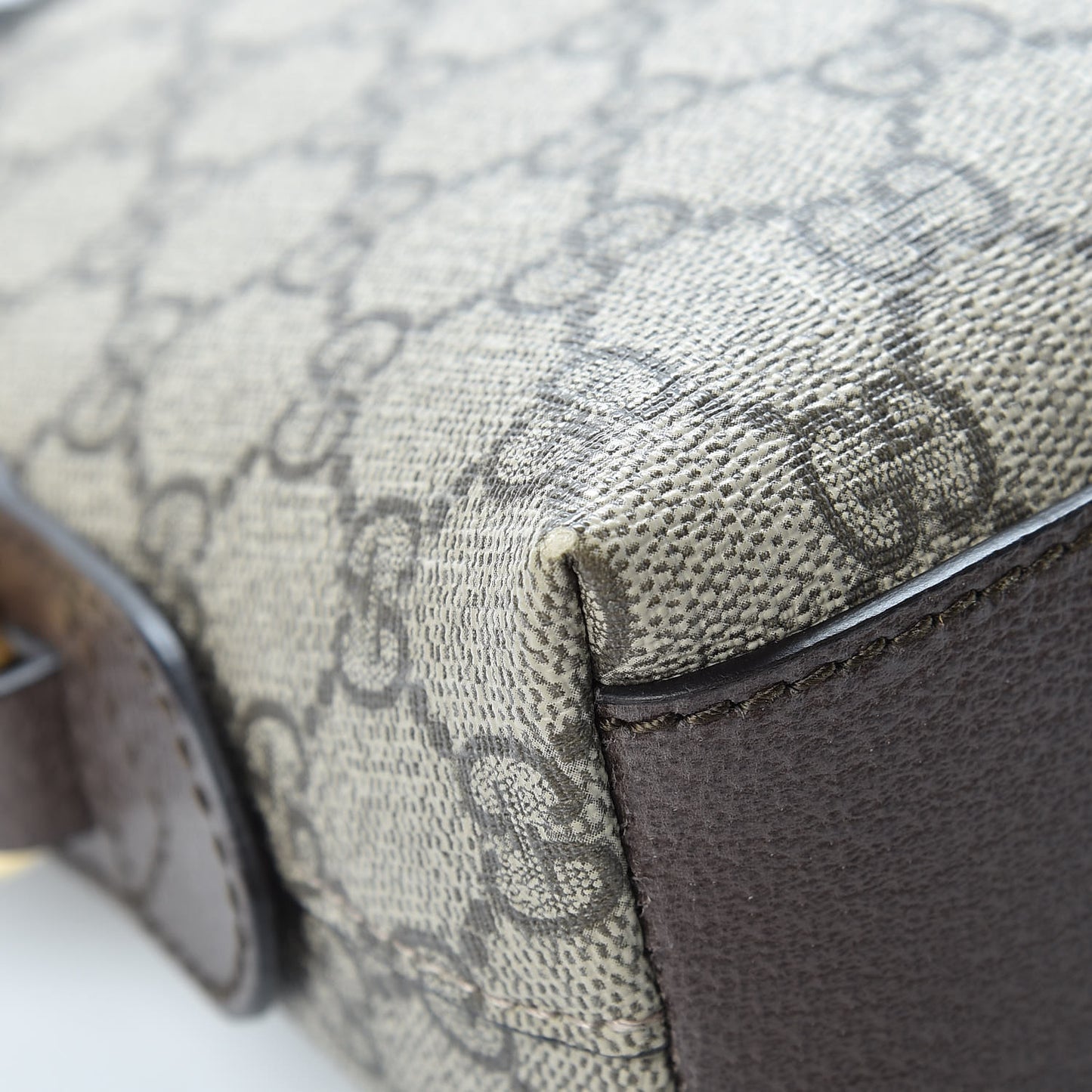 GG Supreme Monogram Textured Dollar Calfskin Web Small Ophidia Dome Shoulder Bag Beige Ebony New Acero