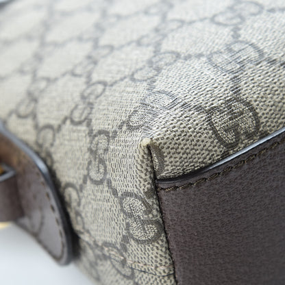 Gucci GG Supreme Monogram Textured Dollar Calfskin Web Small Ophidia Dome Shoulder Bag Beige Ebony New Acero 9 of 12
