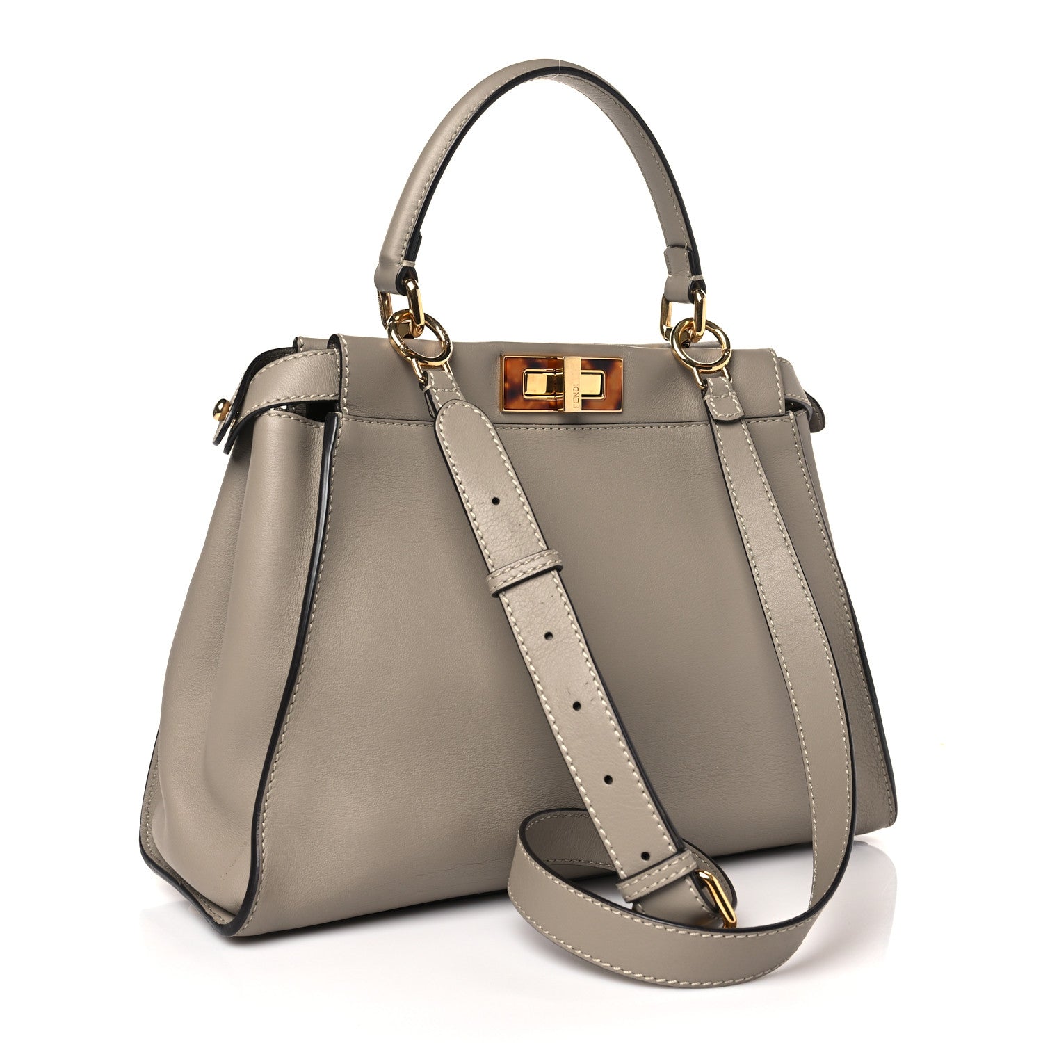 Fendi Vitello Seta Plexiglass Tortoise Medium Peekaboo Iconic Satchel Tortora 3 of 10