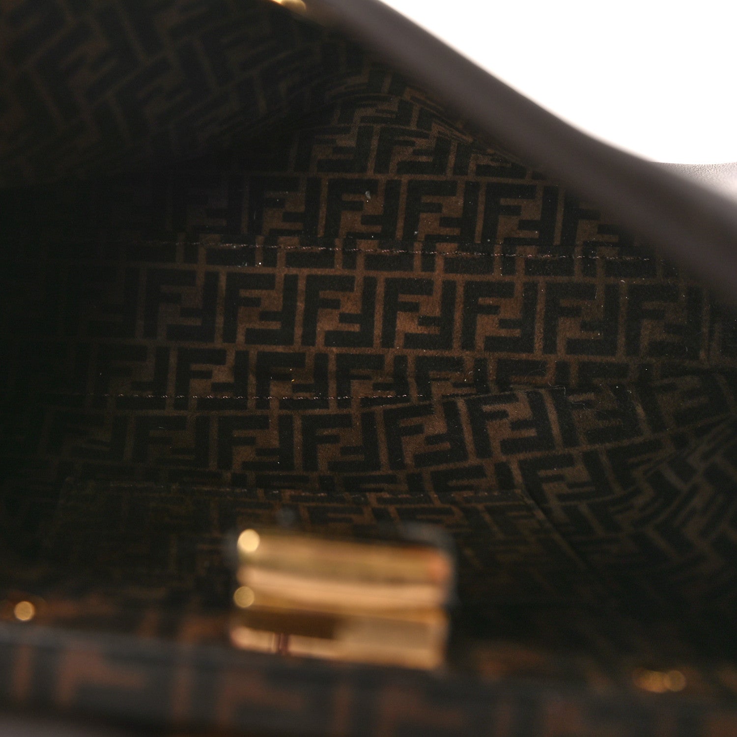 Fendi Vitello Seta Suede FF Mini Peekaboo Iconic Satchel Chocolate Sigaro Marrone 5 of 11