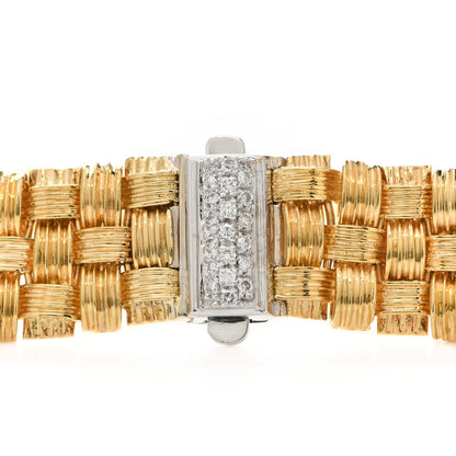 Roberto Coin 18K Yellow White Gold Diamond Appassionata Basket Weave Necklace 5 of 5