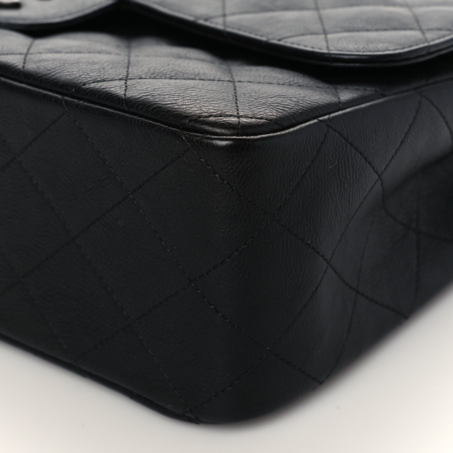 Chanel Crumpled Calfskin Quilted Jumbo Double Flap So Black 9 of 9