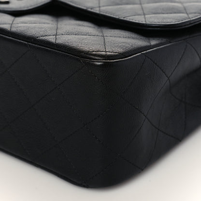 Chanel Crumpled Calfskin Quilted Jumbo Double Flap So Black 9 of 9