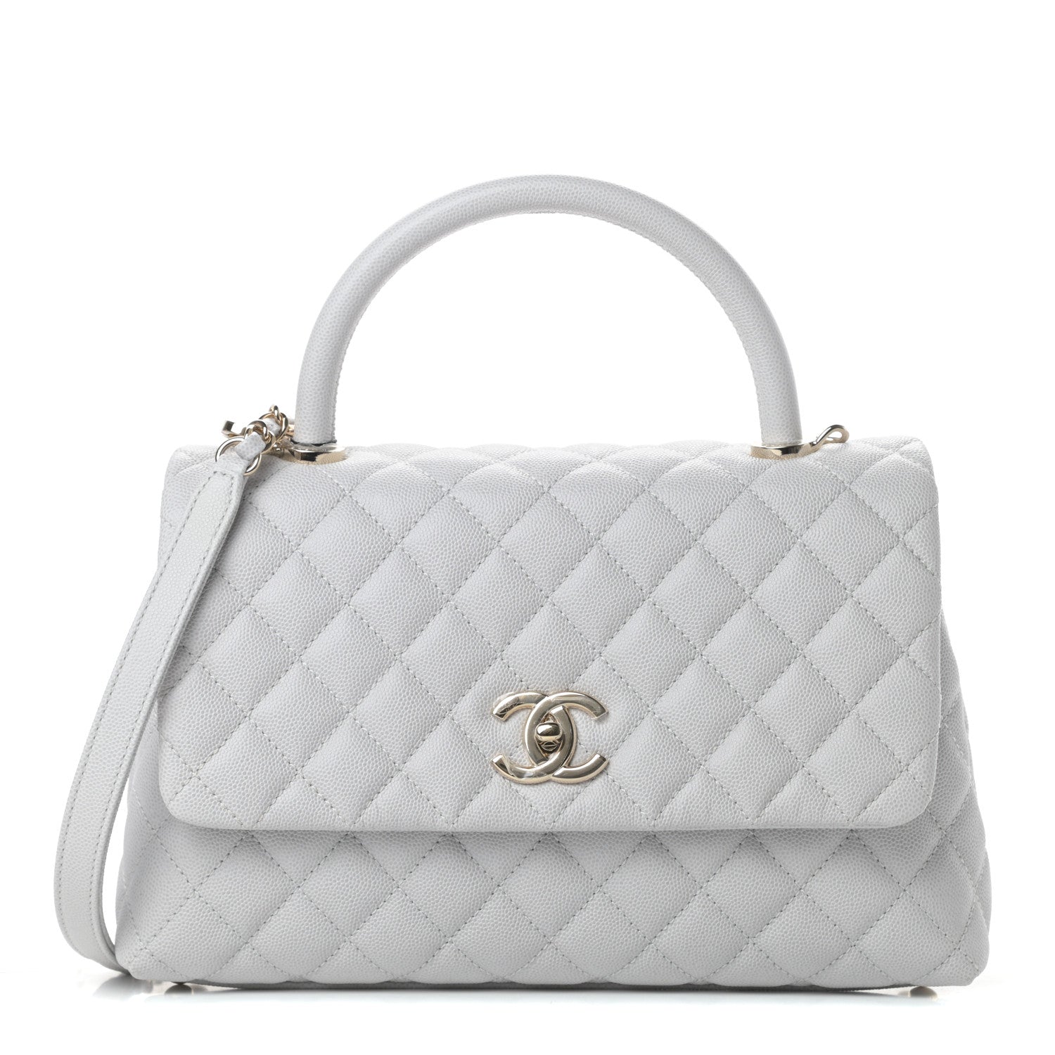Chanel Caviar Quilted Small Coco Handle Flap Light Grey 1 of 12