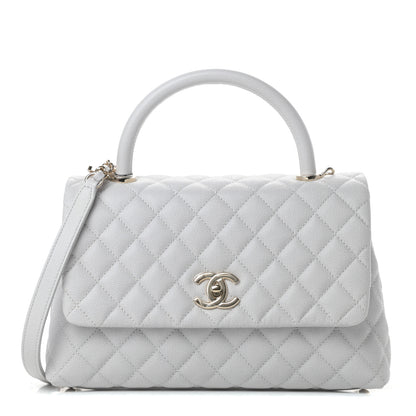 Chanel Caviar Quilted Small Coco Handle Flap Light Grey 1 of 12