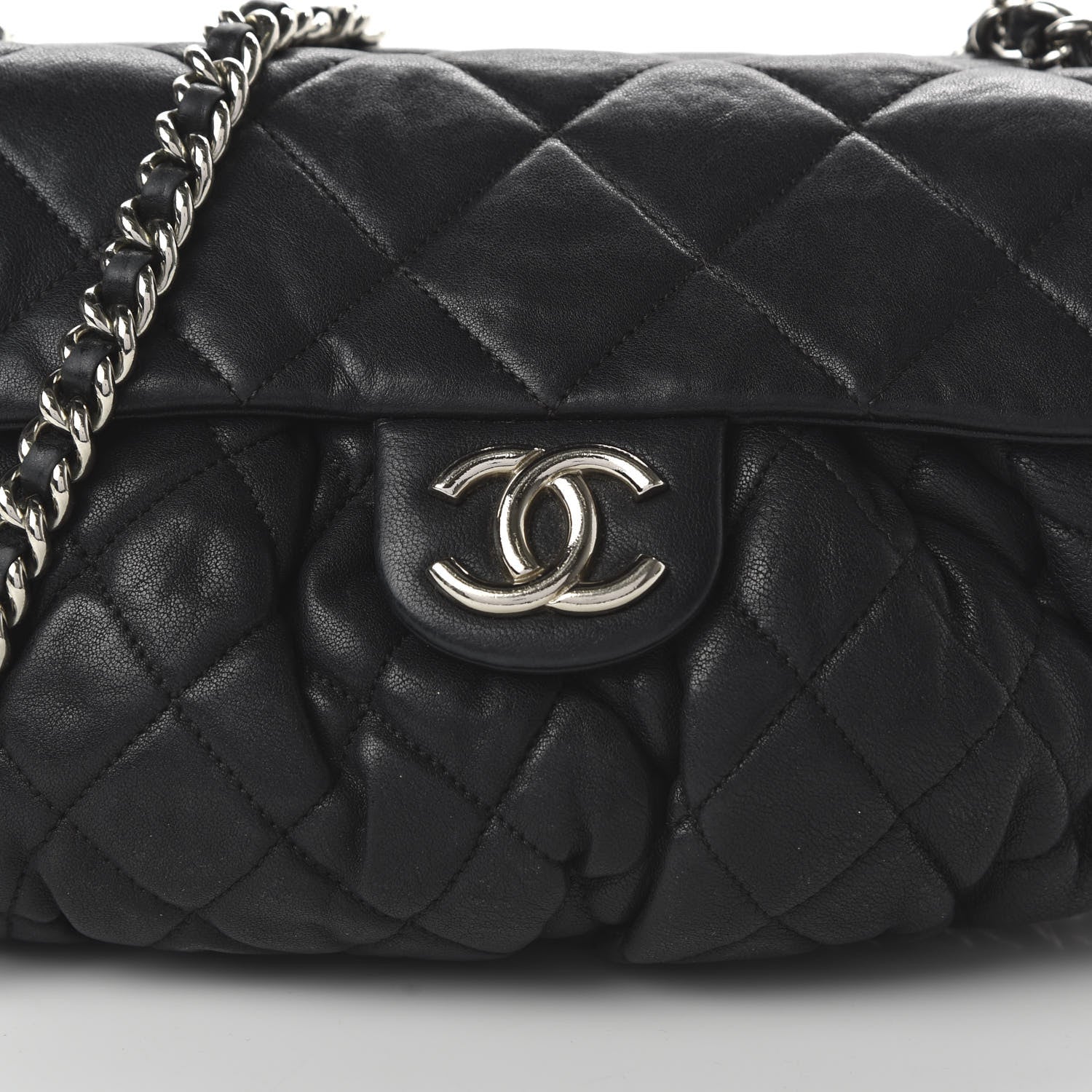 Chanel Washed Lambskin Quilted Medium Chain Around Messenger Black 10 of 10