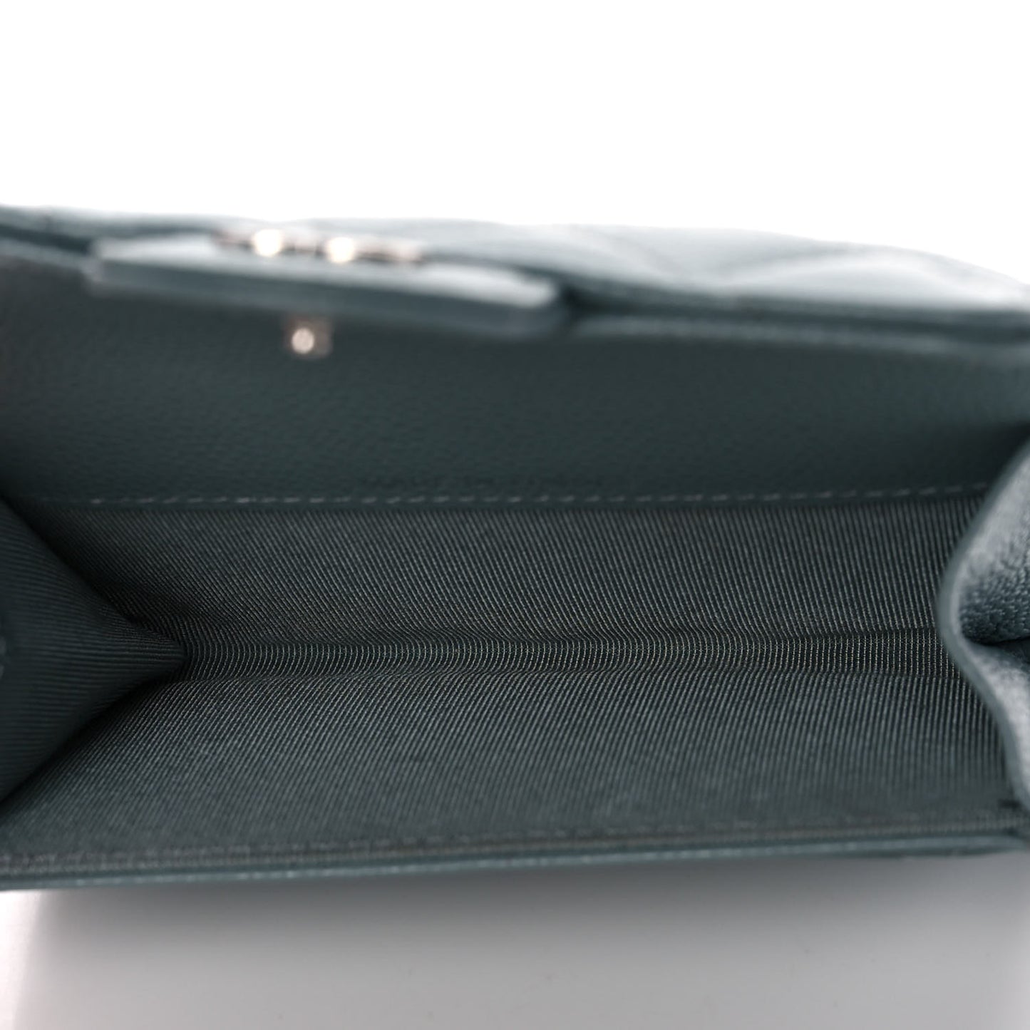 Caviar Quilted Flap Card Holder Wallet Light Blue