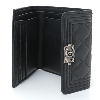 Chanel Lambskin Quilted Compact Boy Wallet Black 8 of 15