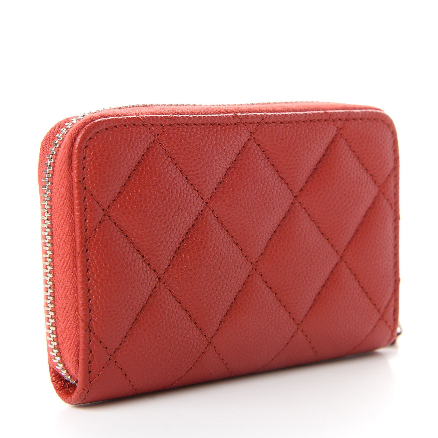 Chanel Caviar Quilted Zip Coin Purse Red 3 of 8