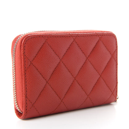 Chanel Caviar Quilted Zip Coin Purse Red 3 of 8