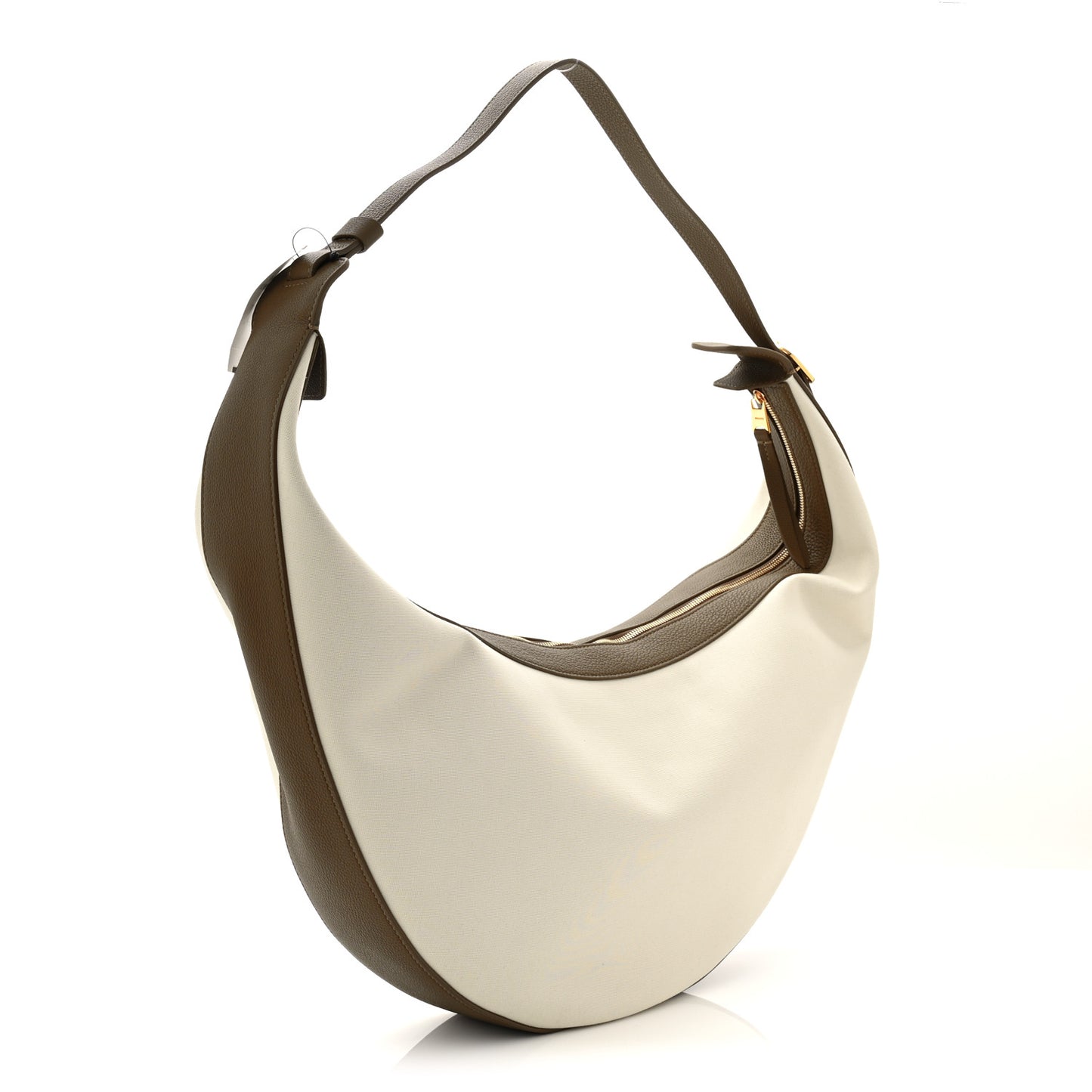 Canvas Calfskin August Hobo Cream Dark Olive