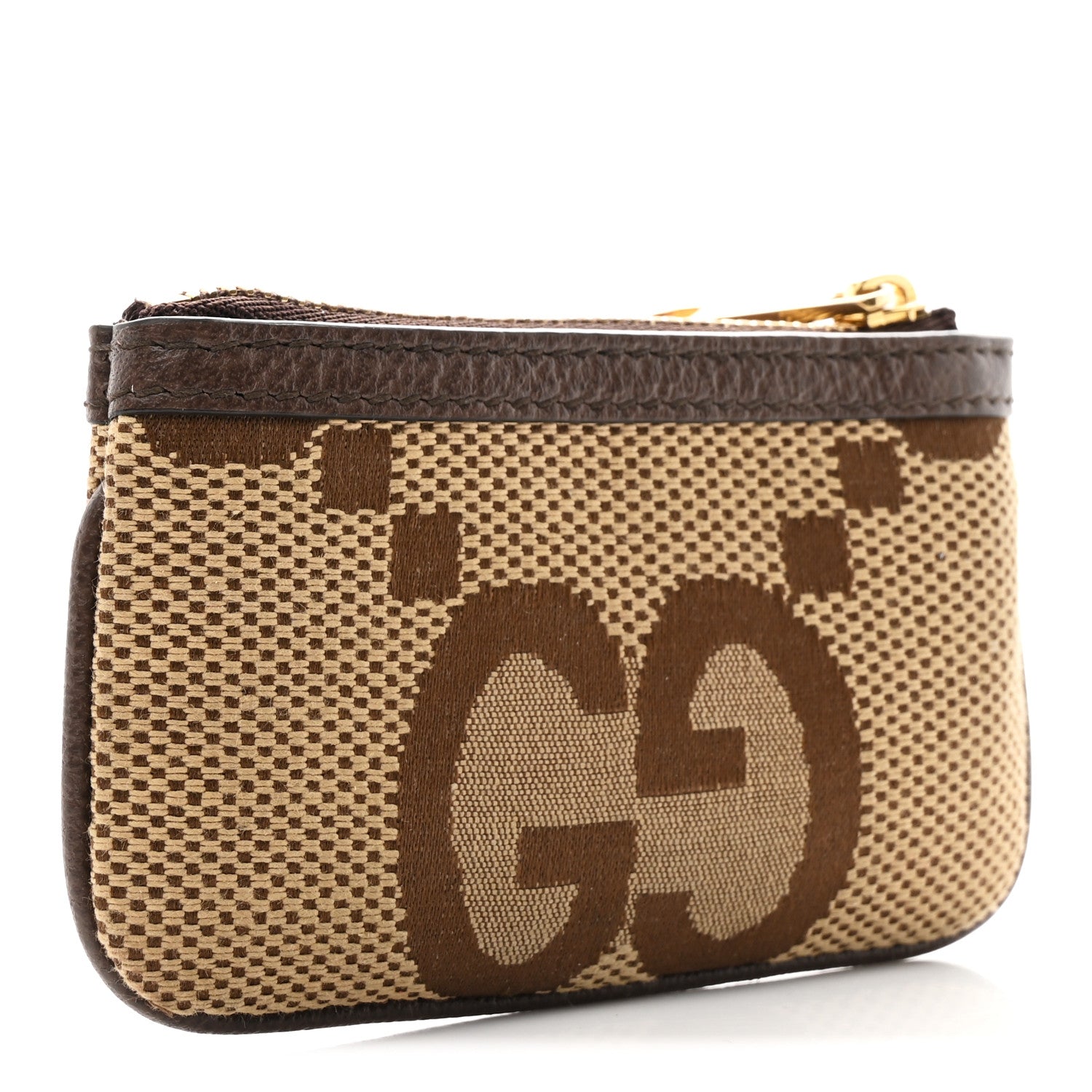 Gucci Monogram Jumbo GG Textured Dollar Calfskin Ophidia Key Case Camel Ebony New Acero 4 of 9