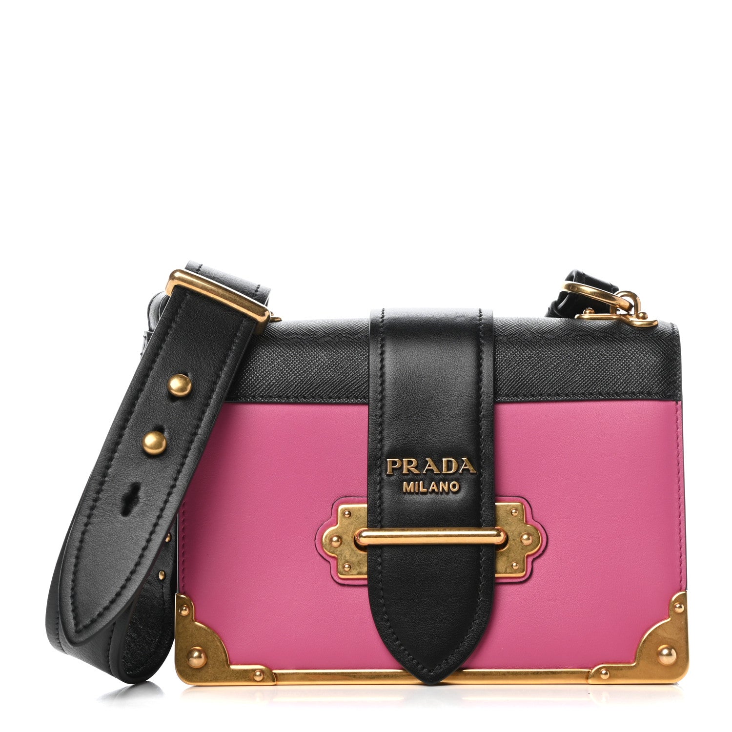 Prada City Calf Saffiano Cahier Bag Fuxia Black 1 of 12