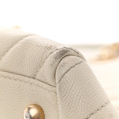 Chanel Caviar Chevron Quilted Coco Handle Shopping Tote Ivory 12 of 13