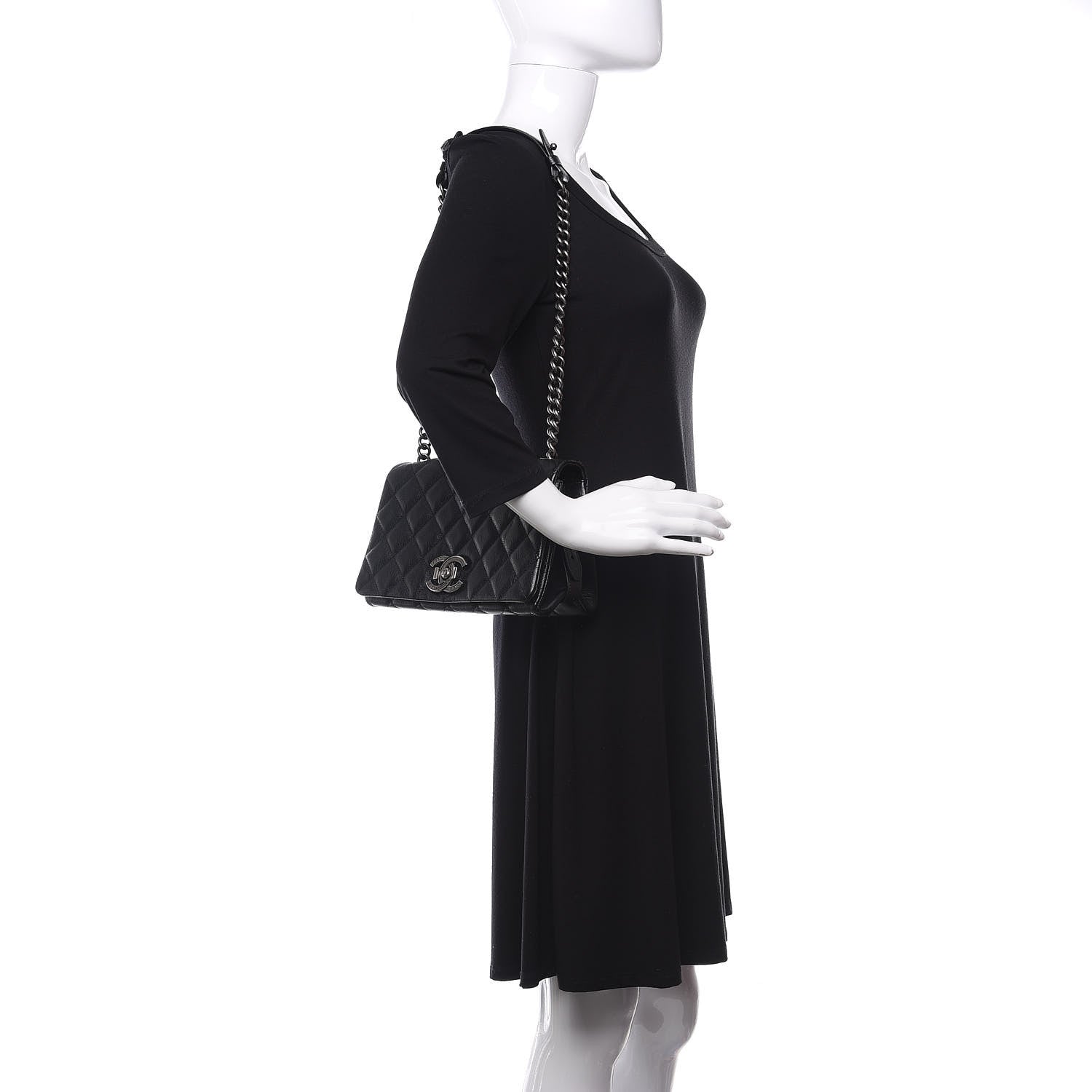 Chanel Goatskin Quilted Medium City Rock Flap Black 2 of 10