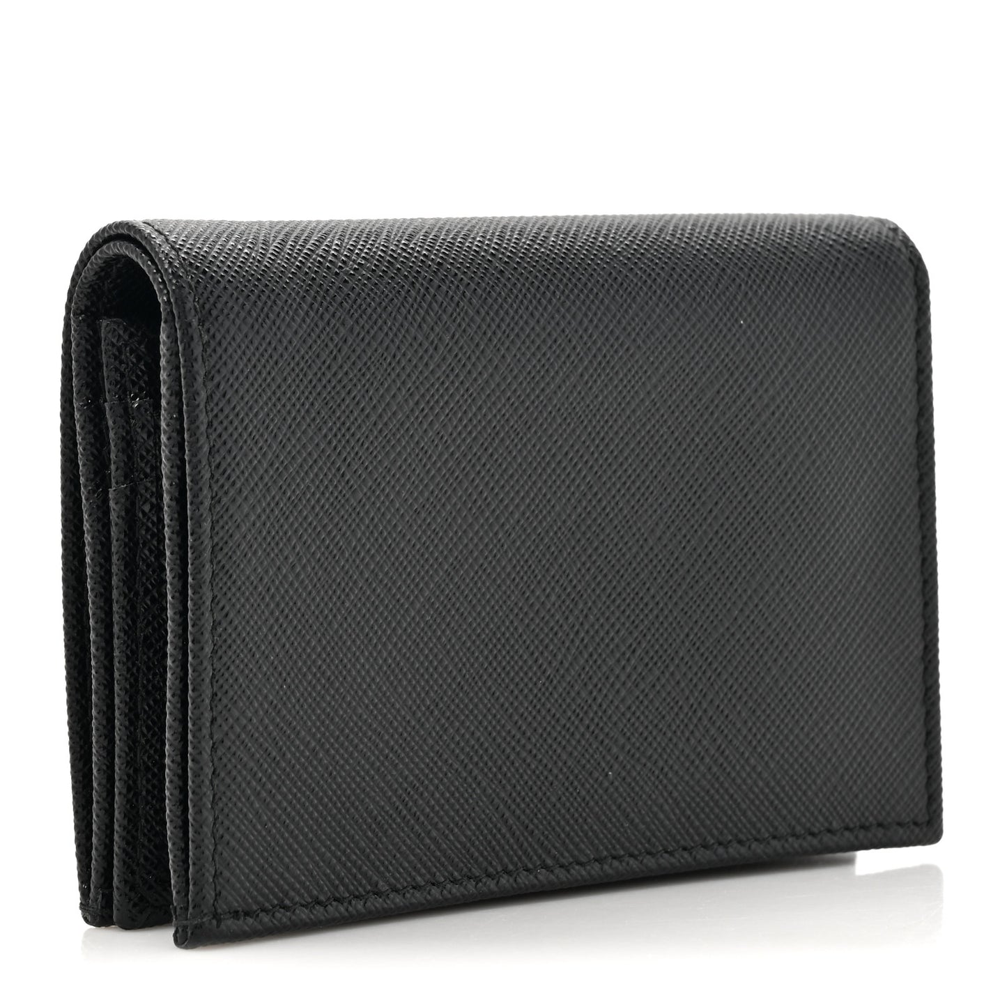 Saffiano Small Triangle Bi-Fold Wallet Black